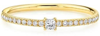 Mesnt 18K Gelbgold Ring Damen Gold mit Quadratisch Moissanit, Größe 61 (19.4)