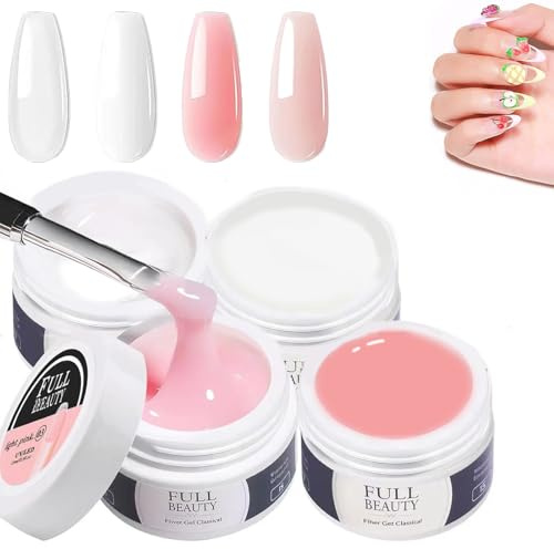 4 Colori Gel Unghie Ricostruzione,15 ML Builder Nails Gel Ricostruzione Unghie,Gel Ricostruzione Unghie Professionale, Adatto ai principianti e Home DIY