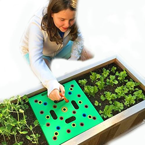JACKANNA Pflanzschablone Hochbeet, Aussaathilfe Gardening-Vorlage mit Seed Spreader & farbcodiertem Abstandshalter-Inkl. Samenlöffel und Pflanzanleitung- Ideal für Gemüse und Kräuter