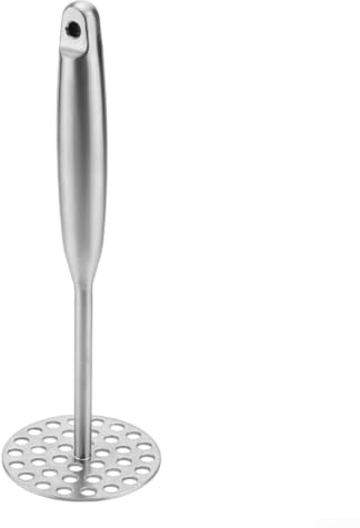 Schiacciapatate a mano con base perforata, gadget da cucina per la casa, 25,5 x 8,6 cm, schiacciapatate in acciaio inox