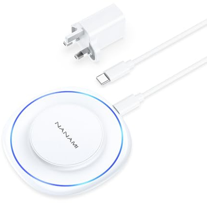 Magnetic Wireless Charging Pad for iPhone with 20W Fast Charger Adapter | Fast Magnet Phone Charger for MagSafe Charger iPhone 17 Air 17 Pro 17 Pro Max 16 Pro 15 14 13 12 Series and AirPods Pro 3 2