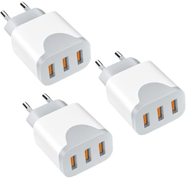 USB Ladegerät 3-Pack, 3 Port Stecker 15W USBA Adapter 5V2.4A Mehrfach USBPlug Steckdose,Netzstecker Netzteil Ladestecker Plug für lPhone 14/13/12/11/10/XR/XS/8/7/6 Tablets Handys Phone Charger
