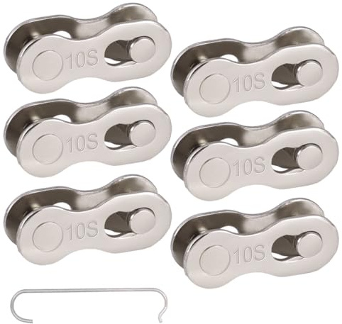 VAEIORP 6 pares de eslabones rápidos para cadenas de bicicleta, compatibles con Shimano de 10 velocidades, con herramienta de montaje (ideal para reparaciones rápidas de bicicletas)