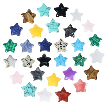 30 Stück Glücksbringer Herz Aus Stein Edelsteine, Heilsteine Herz Kristalle Set, Herz Steine, Liebesherz Natürliche Bunte Kristalle Steine für Meditation, Chakra, Reiki, Energieausgleich, Balancin
