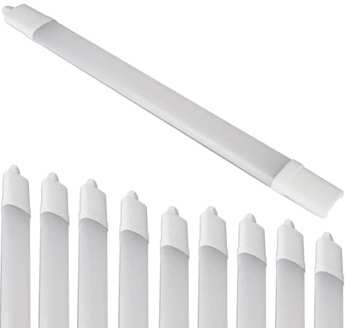 Bright Source 10 Pack 5ft LED Batten Light IP65 Cool White 4000K – Waterproof Integrated LED