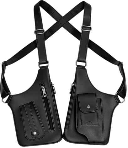 Lwezgi Leder Unterarmtasche Herren, Diebstahlsichere Tasche mit Mehreren Fächern, Holster Tasche Herren, Verstellbare Schultergurte, Geeignet zum Wandern, Radfahren und Campen