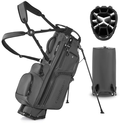 Camboke 14-Way Full-Length Divider Golf Stand Bag, Carbon Core Stability, Foam-Padded Protection, 8lbs Balanced Hybrid Bag, Easy-Pull Zipper Loops, Glove Attachment & Snap-On Rain Hood