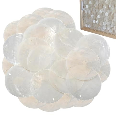100 Stück Perlmuttscheiben Zum Basteln Mit Loch | Muschel Kette Girlande Hänge Deko | Flache Natur Perlmutt Scheiben | Natural Shell Charme Für Windglocken, Schmuckherstellung & Dekoration
