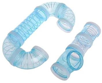 IMIKEYA Tunnel en Plastique Bleu pour Petits Animaux 2pcs, pour Hamster et Cochon d'Inde, Favorise l'exercice et Agrandit L'habitat en Cage