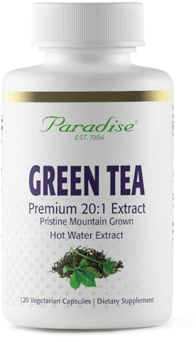 Paradise Green Tea Extract, Super Potent, Ultra Pure, 100% Naturally Extracted, Non GMO, Gluten Free, 120 Vegetarian Capsules