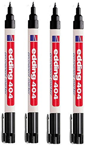 edding 404 Permanentmarker Rundspitze 0,75mm Strichstärke (4er Pack Schwarz)