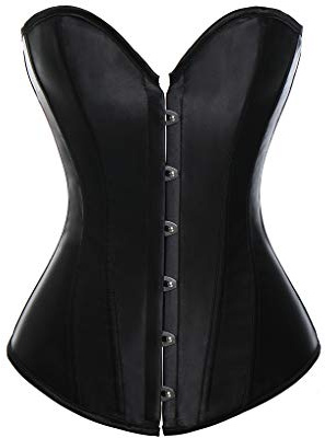 MISS MOLY Femme Noir Lingerie Corset Satin Bustier Guepiere en Lacets au Dos et G-String