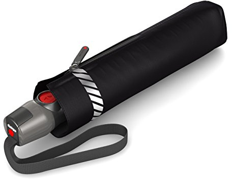 Knirps T.200 Medium Duomatic reflekterande svart stick paraply, 94 cm, Svart, 94 centimeters, Stick paraply