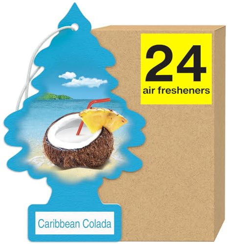 LITTLE TREES Car Air Freshener | Hanging Tree Provides Long Lasting Scent for Auto and Home | 24 Air Fresheners |Caribbean Colada