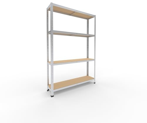 shelfplaza Home 180x120x30cm Schwerlastregal verzinkt mit 4 Böden x 175kg | Kellerregal · Lagerregal · Metallregal · Regale für Kellerraum · Steckregal · Abstellraum Regal