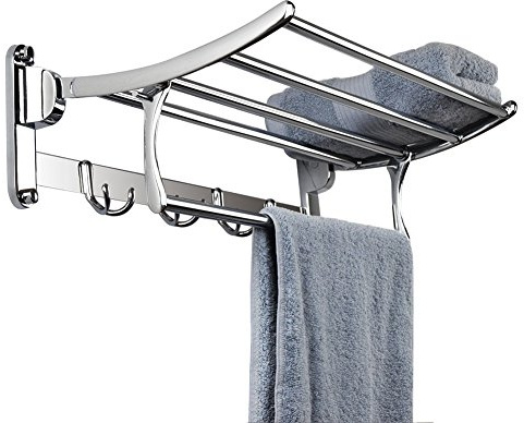 Candora Rostfritt stål väggmonterad badrum handduksställ borstad handdukshylla handdukshållare hotellskena hylla förvaringshållare