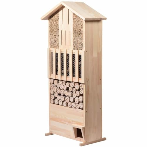 dobar 22697e Insectos Hotel de Pared con Integrado Erizo Casa de Madera de Pino Maciza, 30 x 58 x 120 cm, XXL