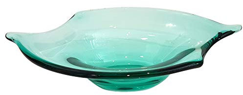 Oberstdorfer Glashütte Eckige Schale grün transparente Glasschale moderne Tischschale Kerzenschale Länge 23 cm Höhe 6,5 cm