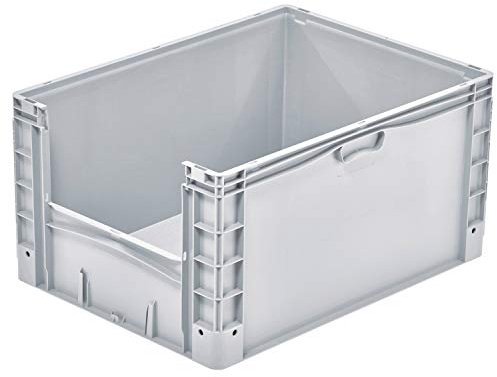 Eurobehälter 800x600x420 mm, Seitliche Öffnung, Großbehälter, Euro-Norm, Kunststoffbehälter, Industrie und Lager, 1 St, Grau
