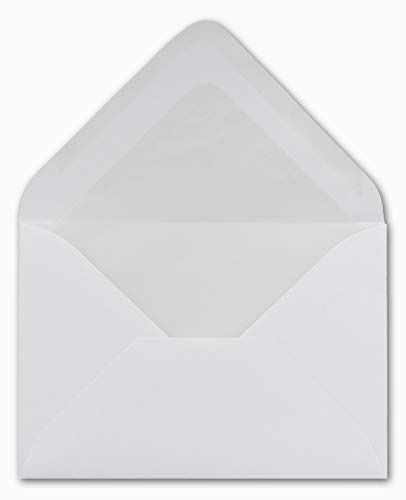 50 DIN B6 Briefumschläge mit Seidenfutter weiß 12 x 17,4 cm 80 g/m² Nassklebung Post-Umschläge ohne Fenster ideal für Weihnachten Grußkarten Einladungen von Ihrem Glüxx-Agent