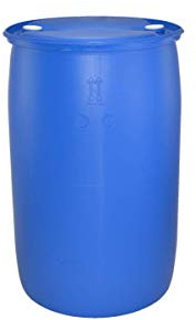 ITP Packaging 220 Litre Plastic Blue Tight Head Storage Barrel with Bungs, UN Approved, Food Grade