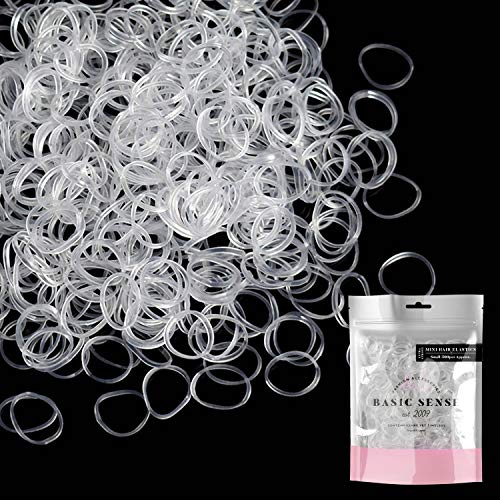 Basic Sense EXTRA STRONG Hair Rubber Elastics for Kids, Stretchy Braiding Bands for Girls, Small, 500 PCS, Clear