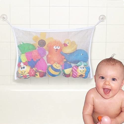 Netz Badespielzeug Aufbewahrung,Baby-Badespielzeug Tasche mit Saugnapf-Halterung,Bad Spielzeug Organizer für Badewannen-Spielzeug