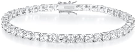 Gemsme Pulsera clásica de tenis chapada en oro blanco y amarillo de 18 quilates con circonita cúbica 3.0 para mujeres y hombres, de 6 a 9 pulgadas, 6, Latón, Circonita cúbica