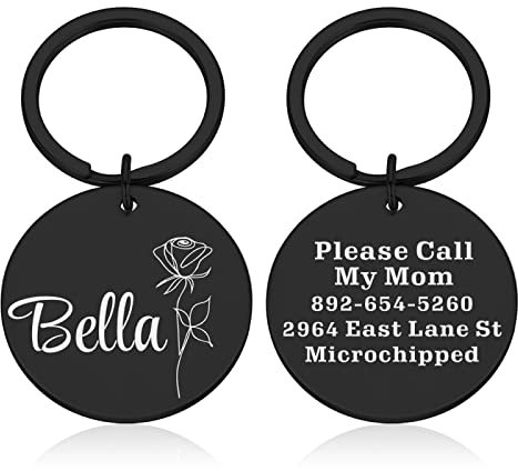 Anti Lost Pet Dog ID Tags Engraved Personalized Cat Puppy ID Tag Pet Dog Collar Accessories Custom Dogs Name Tags Pendant,black,S 20.00 x 20.00mm