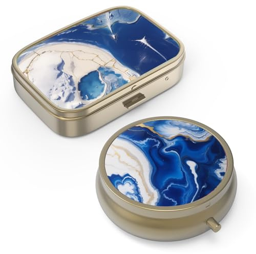 Pillendose Pillendose mit Spiegel Retro Kleine Pillendose für Geldbörse oder Tasche Bronze Pillendose oder Vitamine, Fischöl, Nahrungsergänzungsmittel, Pillen enthalten Reisegeschenke (2 STÜCKE)