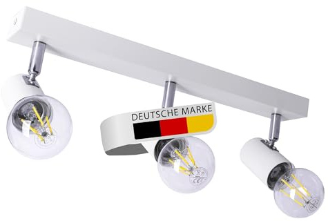 Maxkomfort LED Deckenleuchte weiß | 3x E27 Fassung 3-flammig | schwenkbar Deckenlampe Deckestrahler Deckenspot Wandleuchte proShine-E273-WH