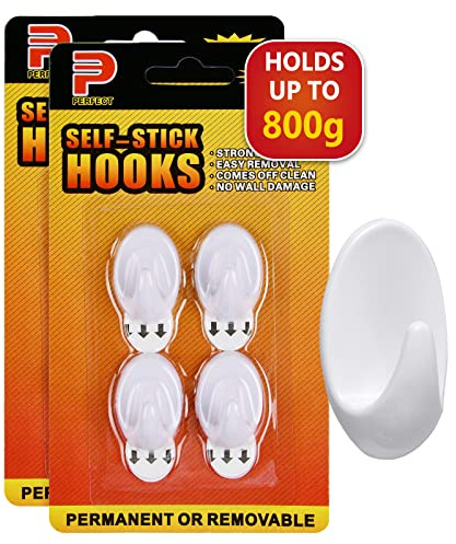 Ainiv 2-Packs 8pcs Small Hooks with Adhesive Strips(Damage-Free Remove), Multi-Function Self Adhesive Hooks, Wall Door Hooks for Bathroom Kitchen Hanging Bag Coat Cloth Flowerpot, Holds up to 0.8kg