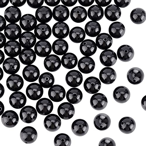 OLYCRAFT 60 st 8 mm naturliga turmalin ädelstenar runda pärlor - svart turmalin energisten runda lösa pärlor för armband, halsband, örhänge smyckestillverkning gör-det-själv hantverk
