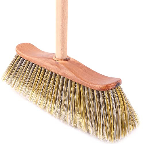 BAUSTER® Besen 350mm mit Stiel 120cm Kehrmaschine, synthetische Borsten, Handbesen, Innenbesen, Haushaltsbesen, Kehrbesen, Besen mit Gewinde, Stubenbesen Zimmerbesen Industriebesen Hallenbesen Robust