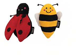 ZippyClaws 2er-Pack – Marienkäfer und Biene Hundespielzeug | Lustige Kautest- und Zerrspielzeuge | Mit integriertem Quietscher | Ideal für kleine bis mittelgroße Hunde