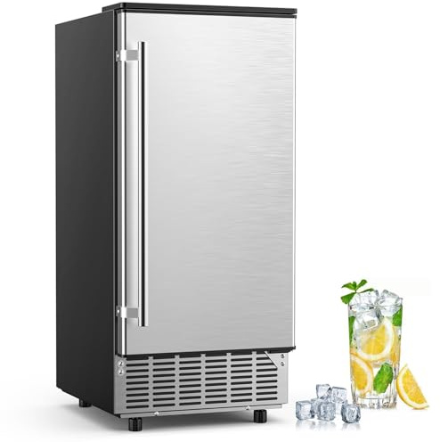 COWSAR Commercial Cube Ice Maker, Freestanding Ice Machine, 80lbs/24H, 40 Ice Cubes/Cycle, Reversible Door, 24H Timer & Self-Cleaning, Under Counter Ice Cube Machine for Bar/Cafe/Home