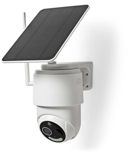 Nedis Smart 4G Outdoor Solar Security Camera, Full HD 1080p, Floodlight & Colour Night Vision, Pan & Tilt, Motion Detection, Auto-Tracking, AI Human Detection, 2-Way Audio - White