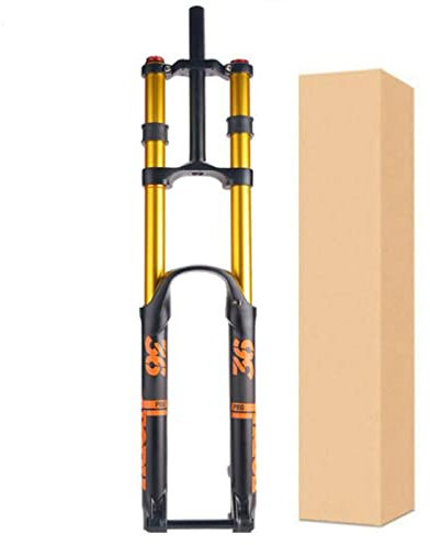 ZECHAO MTB Fahrrad Luft Vorderrad Gabel,27,5/29inch Aluminiumlegierung 1-1/8 Doppelte Schulterluftgabel 200mm Federweg 15 * 110mm Achse Fahrrad Federgabel (Color : Orange, Size : 27.5inch)