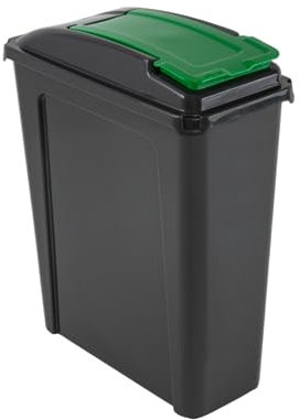 Homey Mart 25L Recycling Bin Slimline Fit Bin & Lid Recycling Waste Bin for Home Office Kitchen Graphite Green/Yellow/Blue/Red (GREEN)