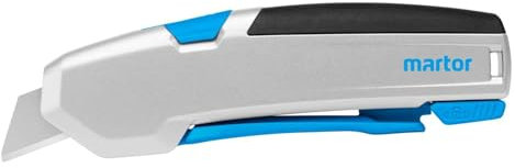 MARTOR Coltello di sicurezza con rientro lama e lama in acciaio inox, SECUPRO 625, cutter professionale, alluminio, per destrorsi e mancini