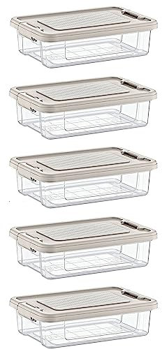 astor24 PREMIUM Aufbewahrungsboxen mit Deckel - lebensmittelecht - sicherer Verschlussclip - transparent - Robuste Qualität - XXL Set Büro, Kinderzimmer, Küche & Werkstatt (5er Set 1,5 Liter)