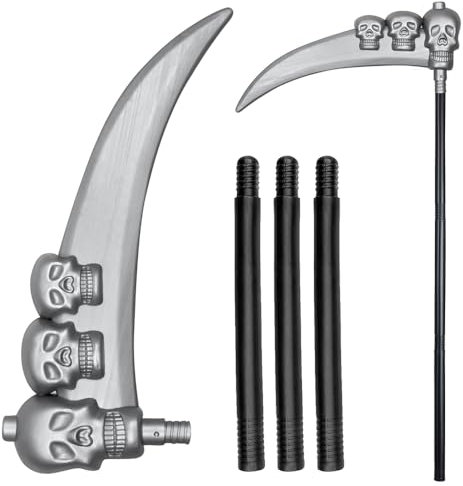 Bella Dox 103cm Grim Reaper Scythe Prop | Realistic Halloween Scythe with Skull Detail | Scary Costume Accessory for Adults, Cosplay & Fancy Dress