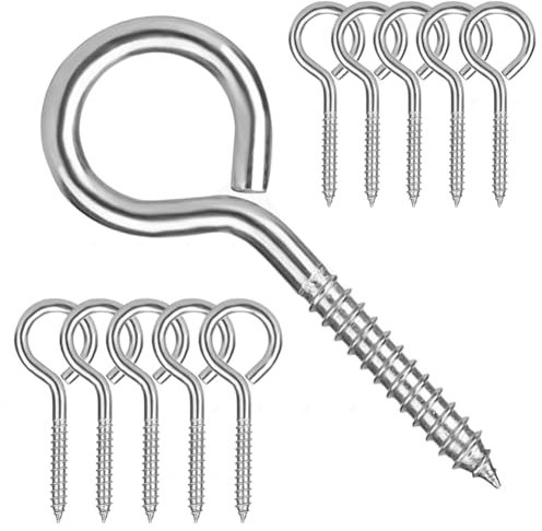 12 Pezzi M6 Vite Occhielli Gancio a Vite 80mm Occhielli a Vite in Acciaio Inox 304 Vite ad Anello Occhiello a Vite Gancio Autofilettante Tasselli Occhiello Chiuso