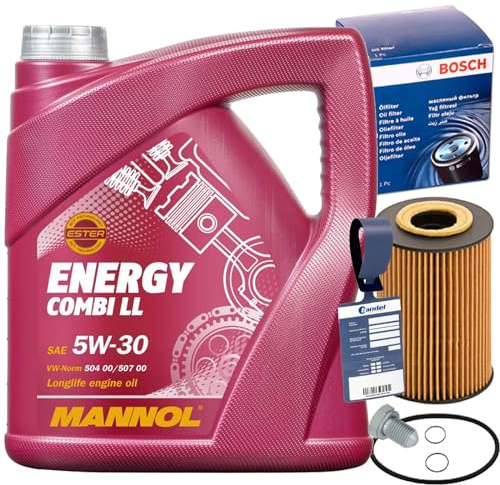 Ölfilter F026407023+Mannol 5W30 Öl | F026407023(OX388D)+1113800100+MN1801+Mn Combi LL für Polo 6R Golf 6 A3 8P