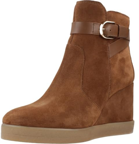 Geox Bottines compensées D Elidea pour Femme, Camel foncé, 2 UK