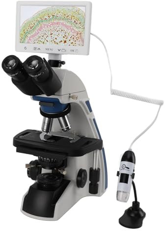 Fockety Zusammengesetztes Trinokulares Mikroskop, 40- Bis 1000-fache Vergrößerung, Digitales Trinokulares Stereo-Zoom-Mikroskop mit WF10X-Okularen, Mechanischem Tisch, Abbe-Kondensator
