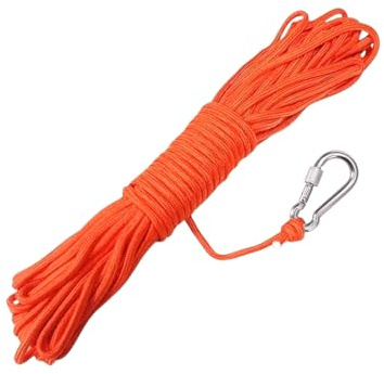 Thorkok Floating Rope 5/16 in Marine Rope(6mm) 32 Ft Ropes for Boating with Hook for Fishing, Boating, Mooring, Camping, Hiking, Kayak(Orange)