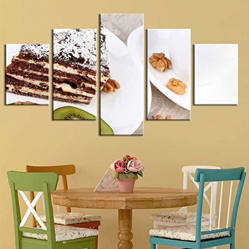 5 Teilig Leinwand Hd Bilder Wandbilder Tapete Gemälde Leinwanddrucke Modern Wohnzimmer Kind Familienzimmer Dekoration Geschenk - Süßigkeiten Essen 125 X 60 Cm Schlafzimmerbürohotelwandkunstfo -3P1W+T4