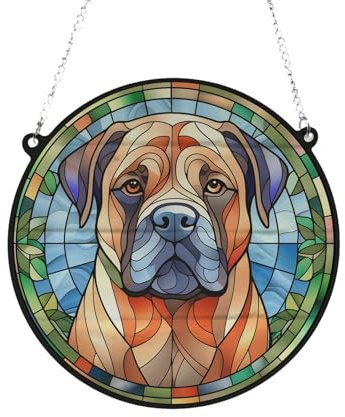 Bull Mastiff Stained Glass Effect Suncatcher Gift for Dog Lovers - 13cm