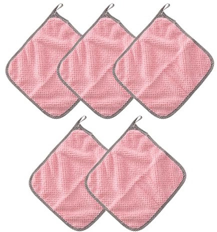 YIzdegg Tägliches Lappenhandtuch, Geschirrtuch, Geschirröl, antihaftbeschichtetes Tuch, Küchenreinigungszubehör Schwarze Spültücher (Pink, F)